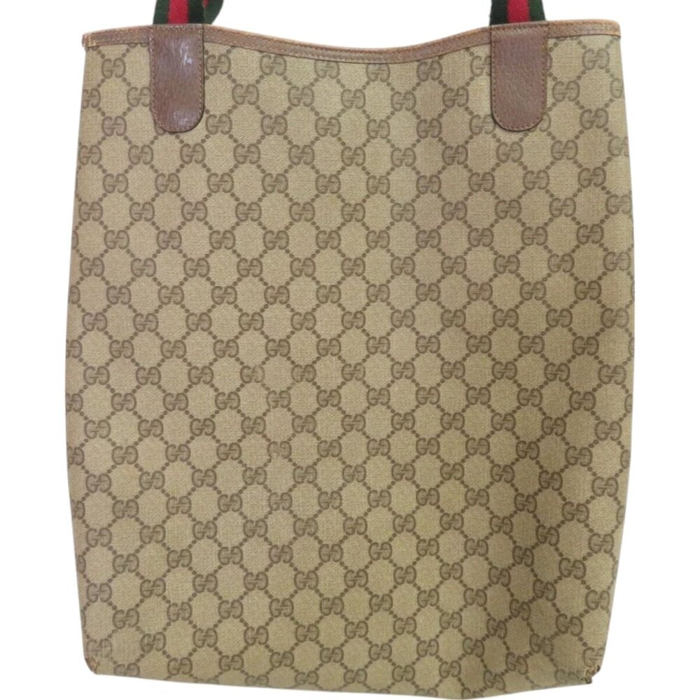 185242BR (L3) Gucci Tote Bag Sherry Line Brown PVC - Picture 2 of 14